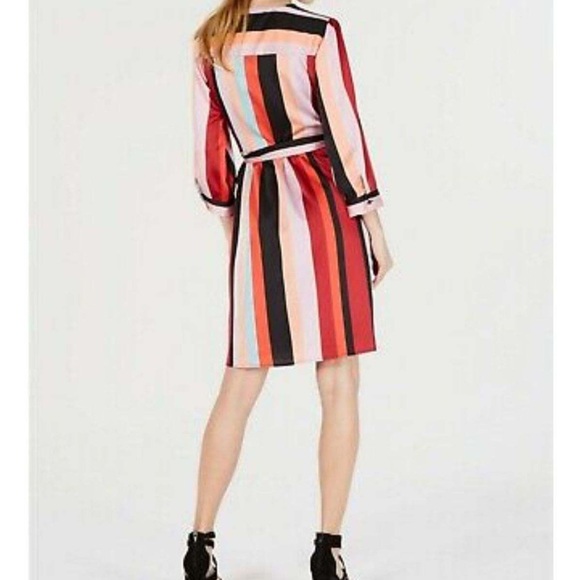 Bar lll Multi Colored Striped Wrapped Satin Dress Size M - Picture 4 of 11